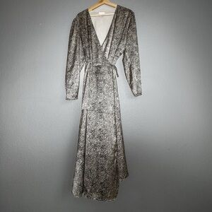 Rachel Parcell Wrap Dress Black White Cheetah Long Sleeve Size XXL